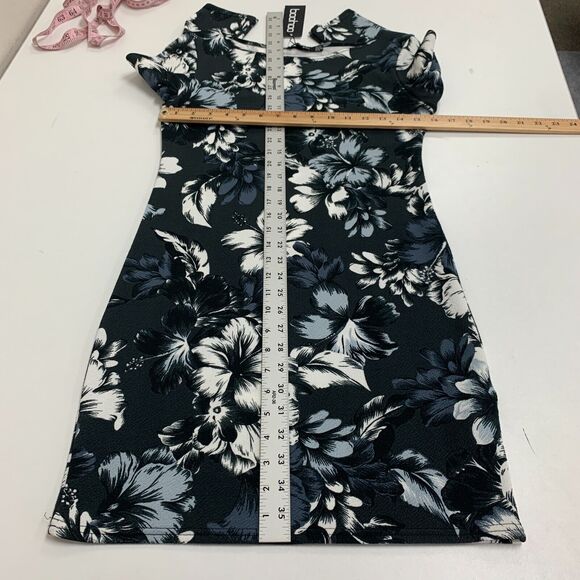 Boohoo Mini Dress Womens 8 Floral Print 3/4 Sleeves Pullover Stretch Boat Neck - Picture 6 of 13